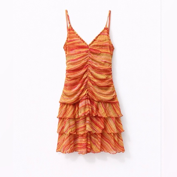 🧡 NWT! Orange Lettuce Trim Dress - Picture 2 of 7